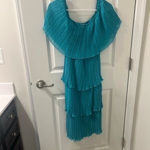 Pink Lily off the shoulder teal dress
